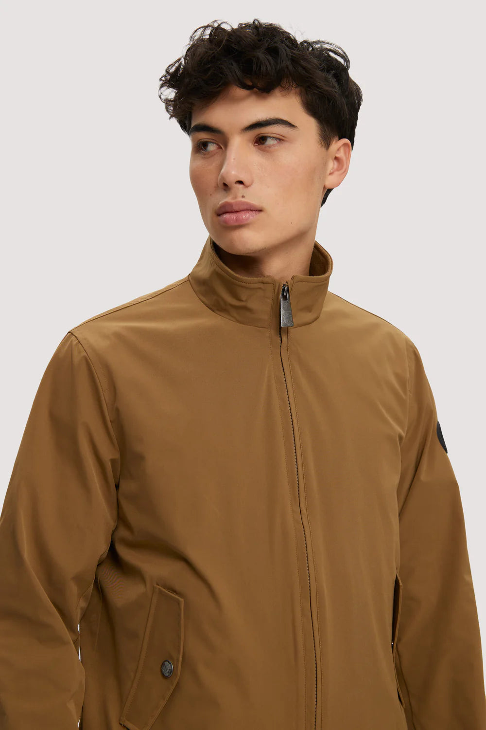 Wholesale,Noize, Noize Brown Mock Neck Zip Up Racing Jacket, Brown, Large-47-TagL