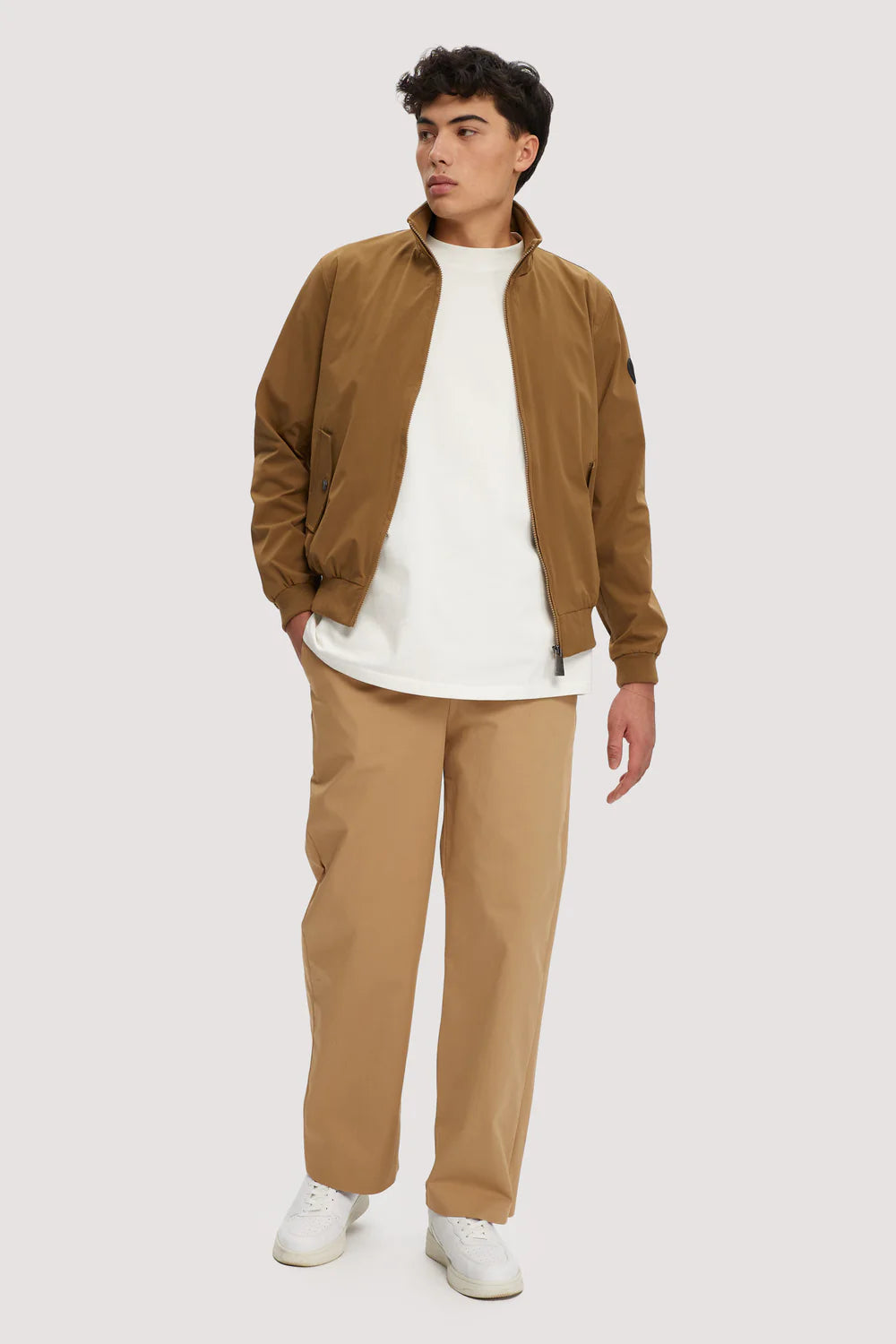 Wholesale,Noize, Noize Brown Mock Neck Zip Up Racing Jacket, Brown, Large-47-TagL