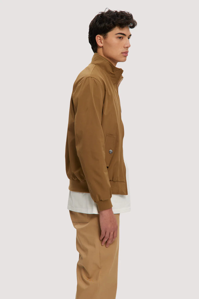 Noize Brown Mock Neck Zip Up Racing Jacket