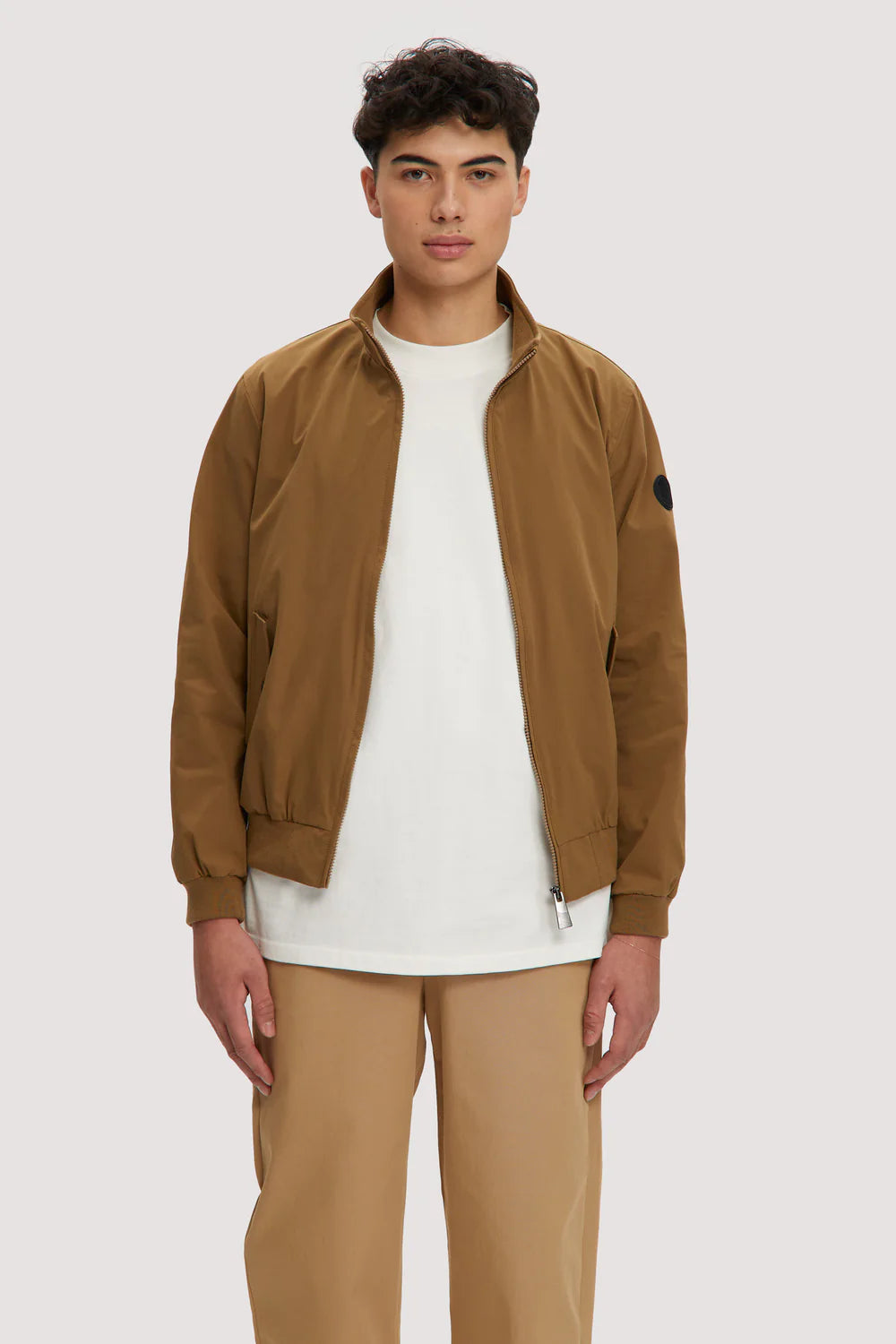 Wholesale,Noize, Noize Brown Mock Neck Zip Up Racing Jacket, Brown, Large-47-TagL