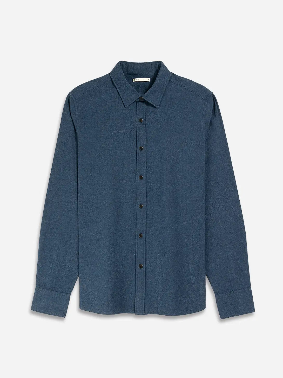 Faire,O.N.S, O.N.S Dark Blue Brushed Cotton Long Sleeve Button Up Shirt, Blue, Large-47-TagL