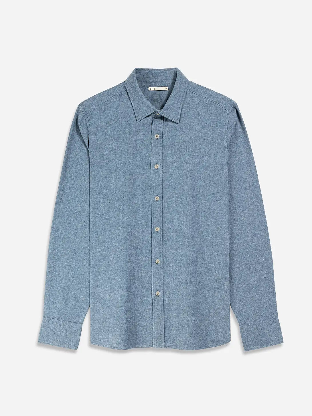 Faire,O.N.S, O.N.S Pastel Blue Brushed Cotton Long Sleeve Button Up Shirt, Blue, Large-46-TagL