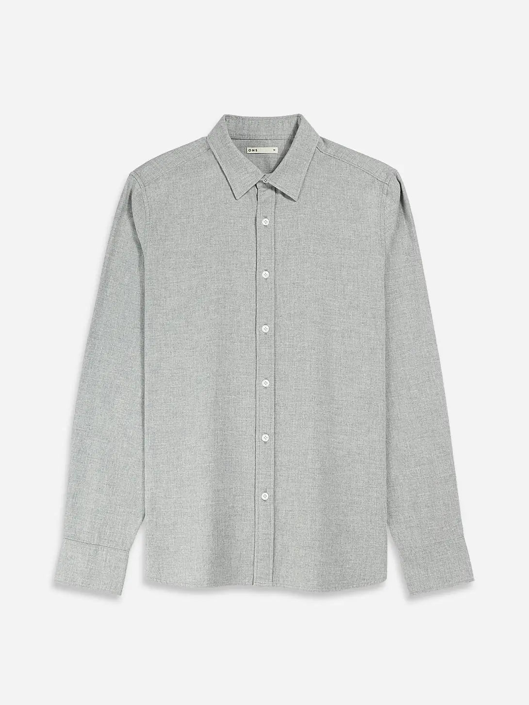Faire,O.N.S, O.N.S Light Grey Brushed Cotton Long Sleeve Button Up Shirt, Grey, Extra Large-49-TagXL