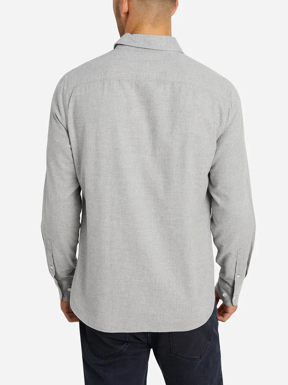 Faire,O.N.S, O.N.S Light Grey Brushed Cotton Long Sleeve Button Up Shirt, Grey, Large-46-TagL