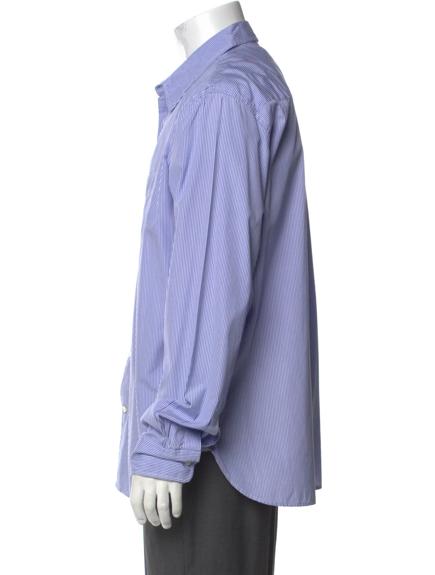 The RealReal,Officine Generale, Officine Generale Light Blue Micro Striped Long Sleeve Button Up Shirt With Front Chest Pocket, Blue, Large-47-TagXL
