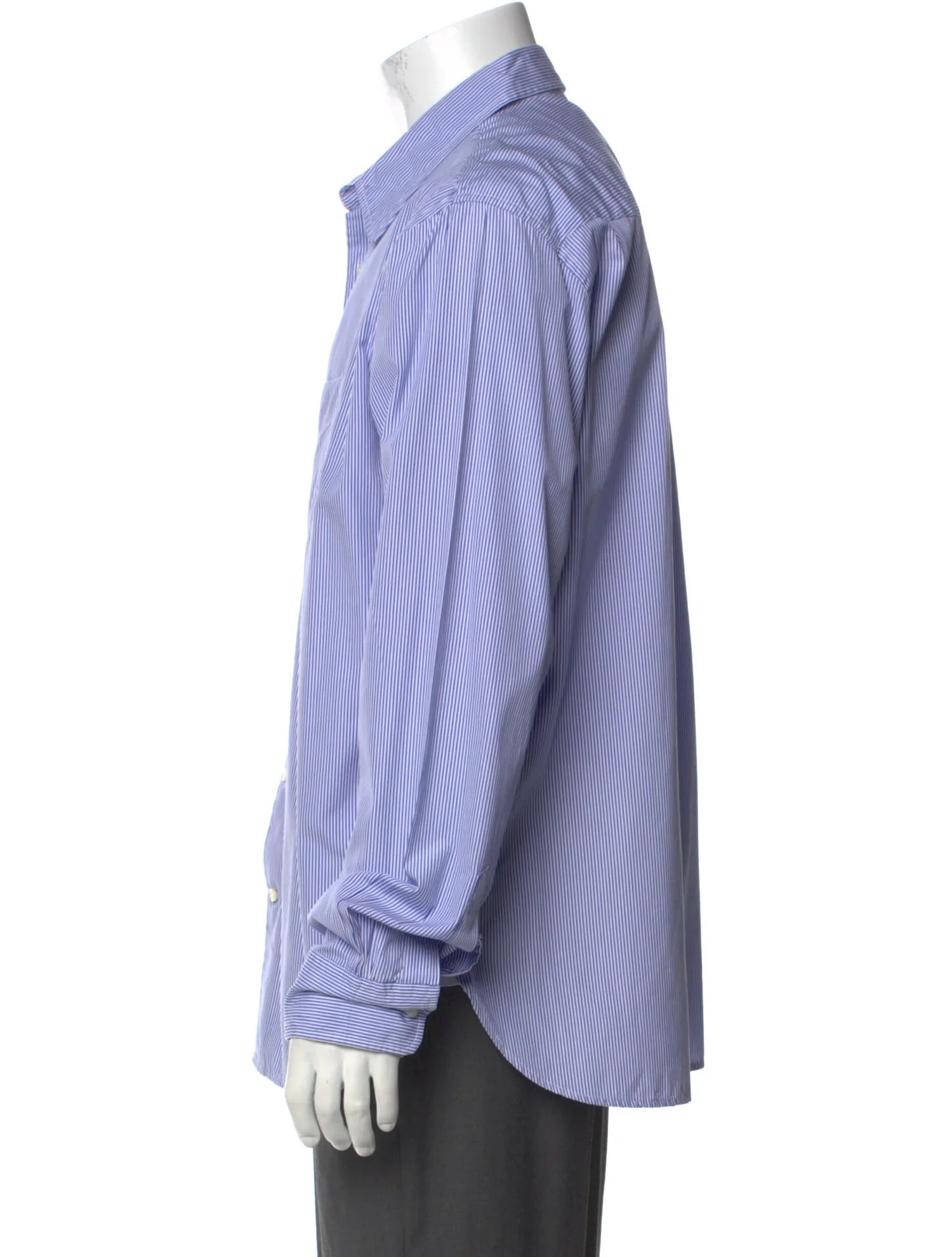 The RealReal,Officine Generale, Officine Generale Light Blue Micro Striped Long Sleeve Button Up Shirt With Front Chest Pocket, Blue, Large-47-TagXL