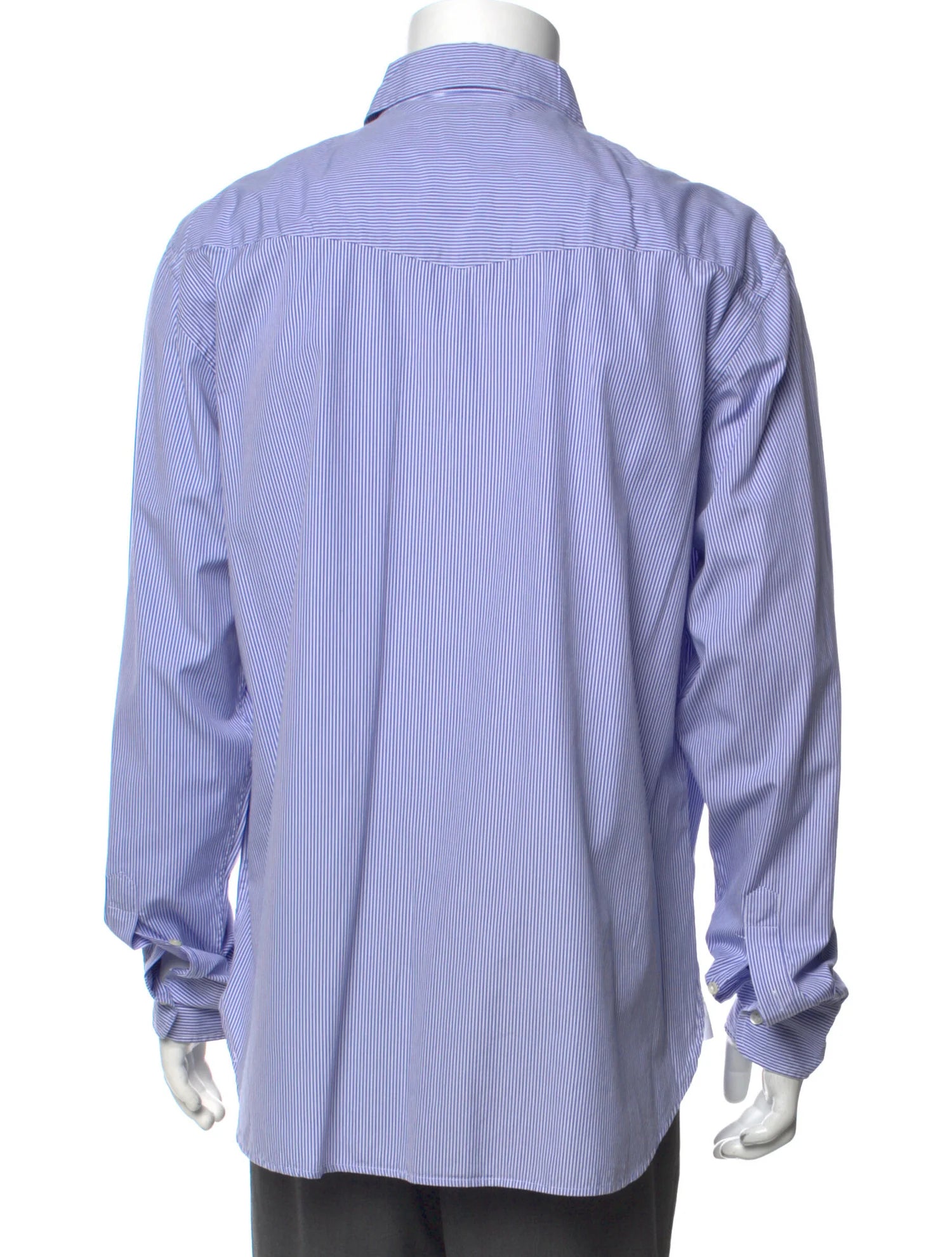 The RealReal,Officine Generale, Officine Generale Light Blue Micro Striped Long Sleeve Button Up Shirt With Front Chest Pocket, Blue, Large-47-TagXL