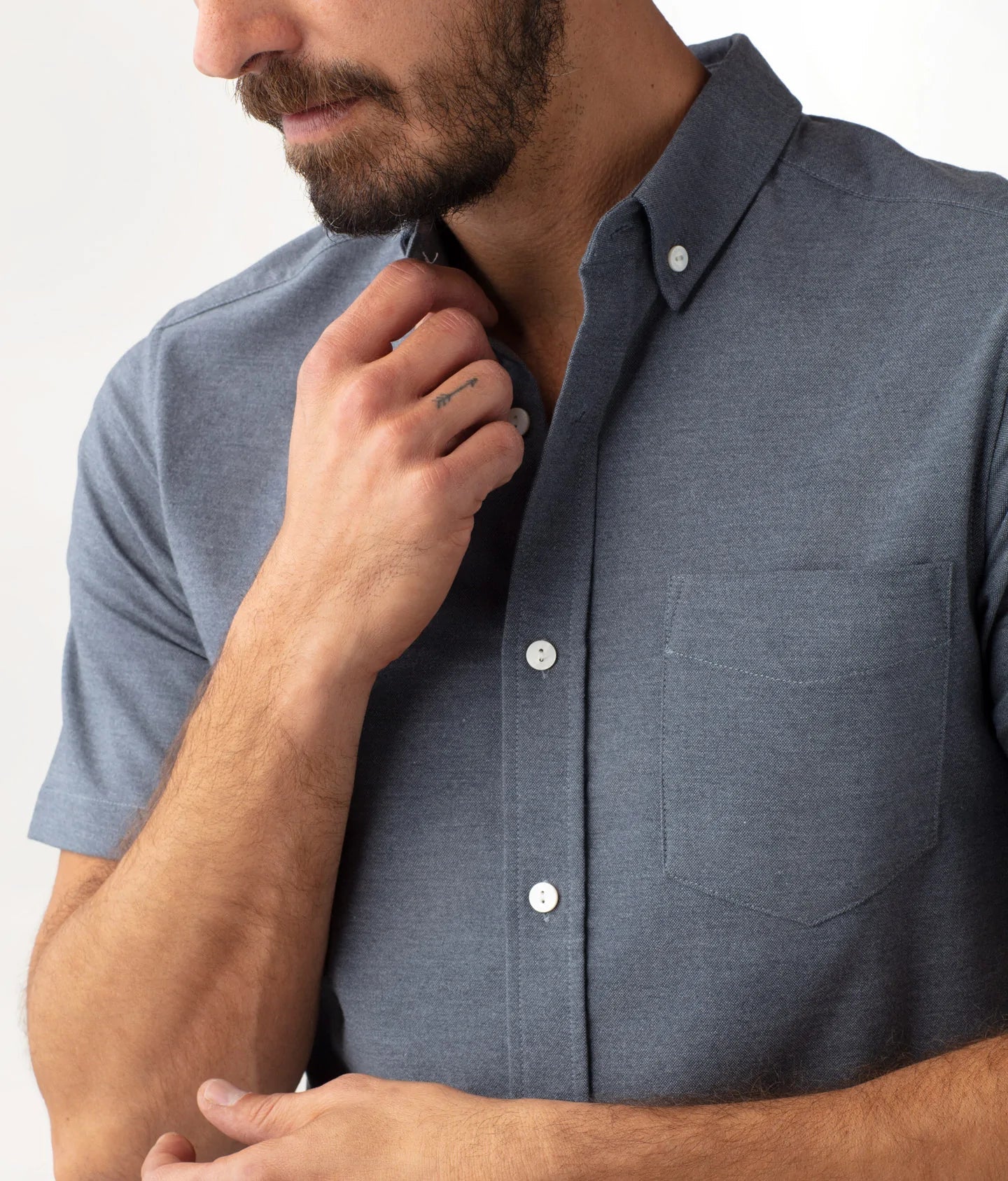 Brand Partner,Olivers, Olivers Blue Grey Short Sleeve Button Up, Blue, Large-45-TagLMedium-42-TagM