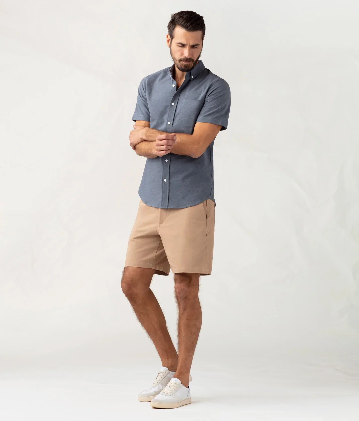 Brand Partner,Olivers, Olivers Blue Grey Short Sleeve Button Up, Blue, Large-45-TagLMedium-42-TagM