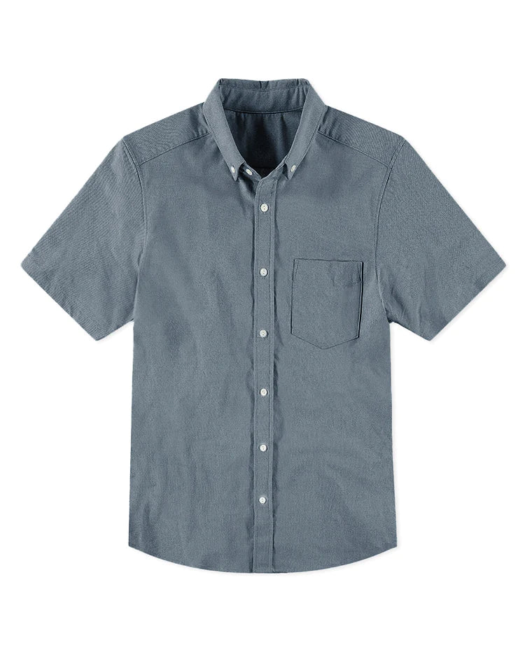 Brand Partner,Olivers, Olivers Blue Grey Short Sleeve Button Up, Blue, Large-45-TagL