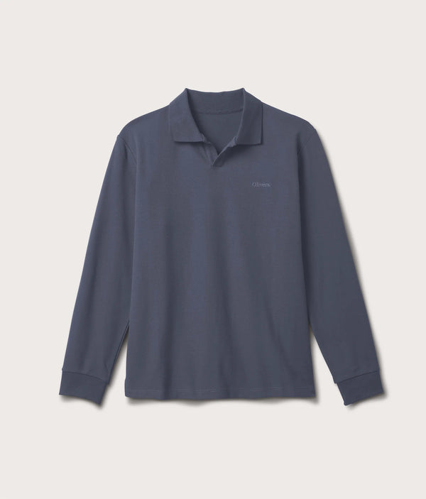 Olivers Blue Long Sleeve Buttonless Polo