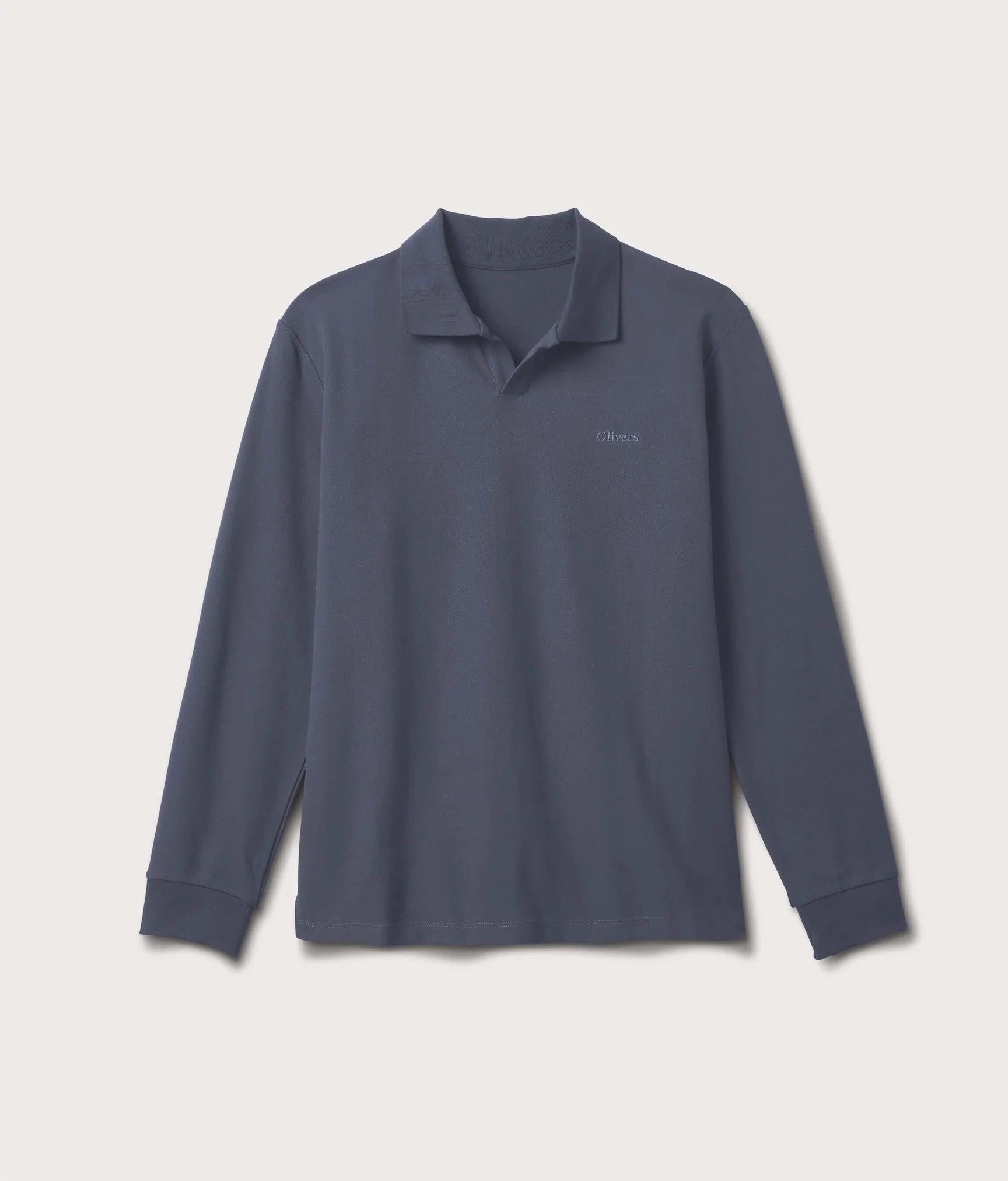 Brand Partner,Olivers, Olivers Blue Long Sleeve Buttonless Polo, Blue, Large-45-TagLMedium-43-TagMLarge-44-TagL