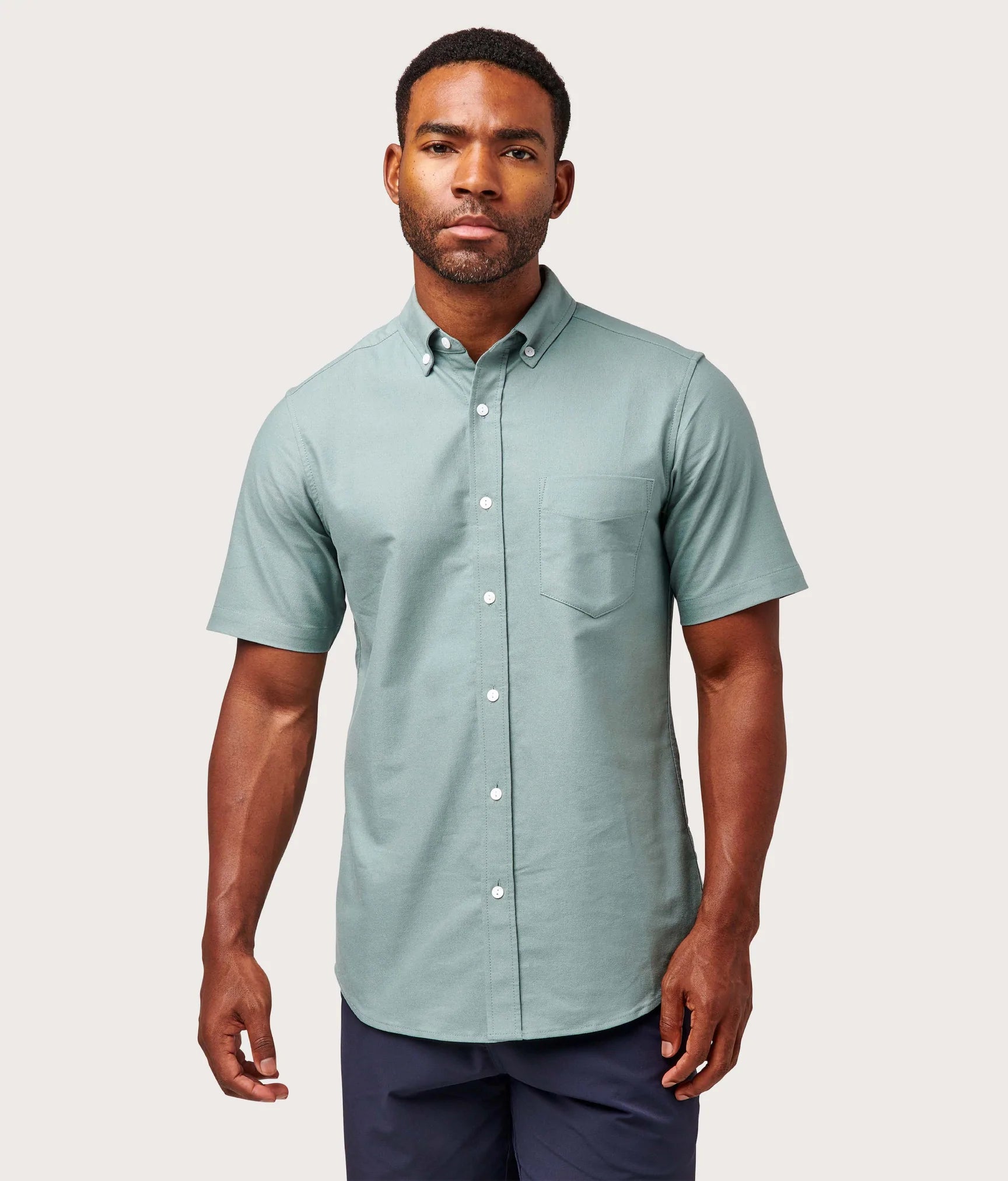Brand Partner,Olivers, Olivers Light Green Short Sleeve Button Up, Green, Medium-43-TagM