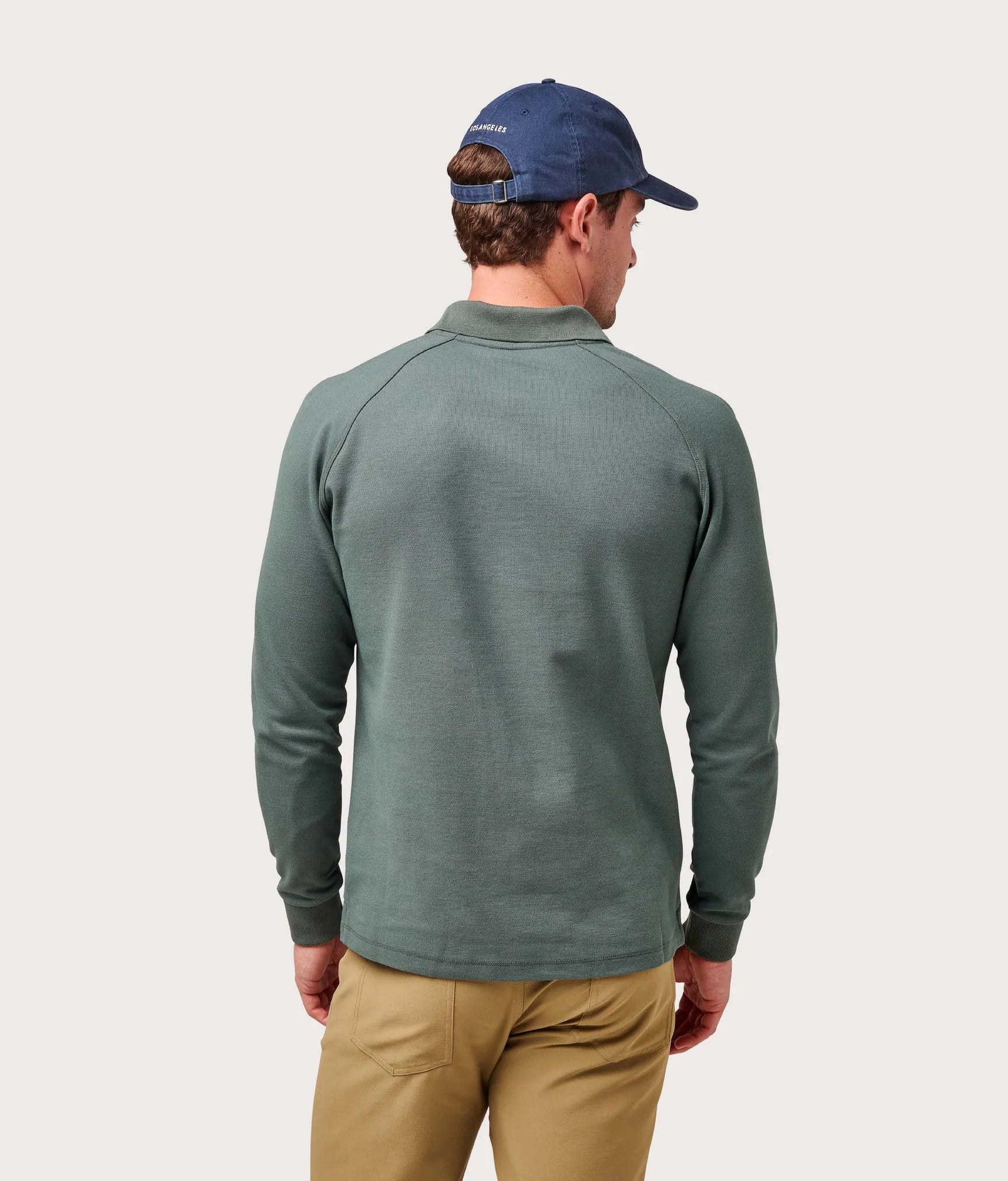 Brand Partner,Olivers, Olivers Sage Green Long Sleeve Buttonless Polo, Green, Large-45-TagLMedium-43-TagMLarge-43-TagM