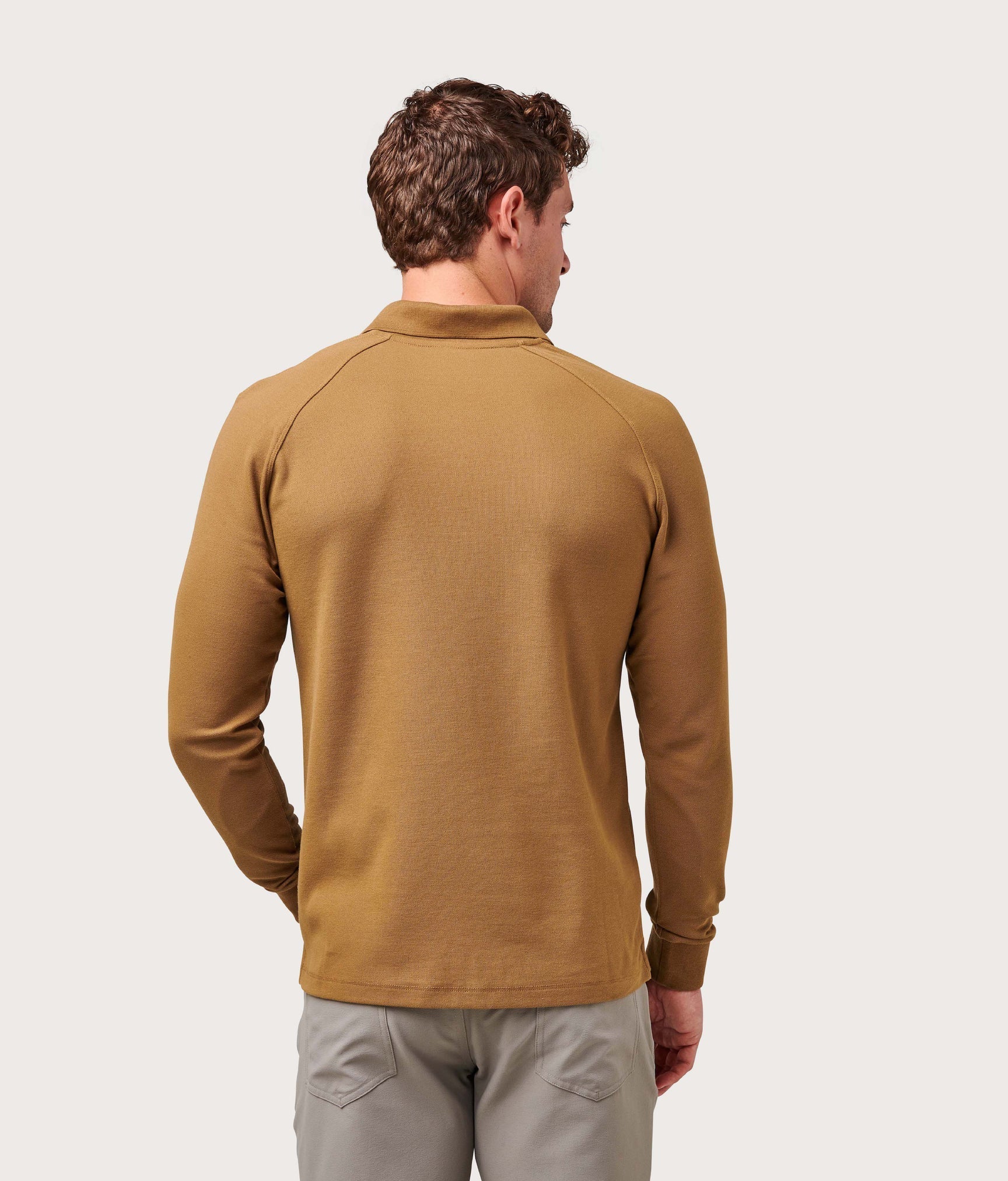 Brand Partner,Olivers, Olivers Tan Long Sleeve Buttonless Polo, Tan, Large-44-TagLLarge-45-TagL