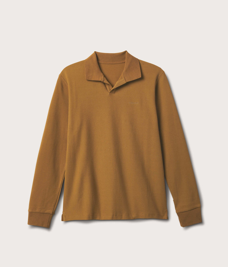 Olivers Tan Long Sleeve Buttonless Polo