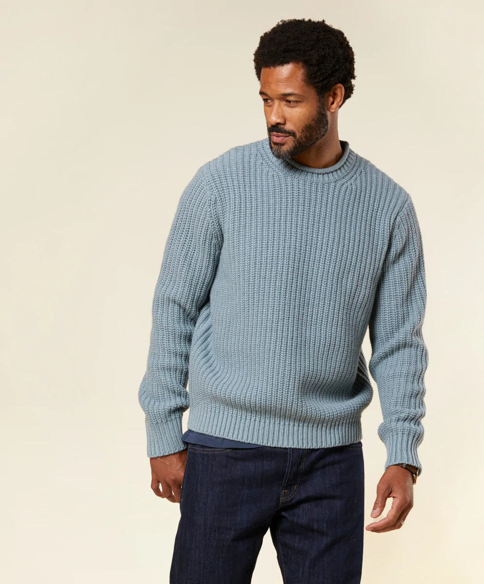 Otrium,Outerknown, Outerknown Light Blue Heavy Knit Rolled Neck Sweater, Blue, Small-38-