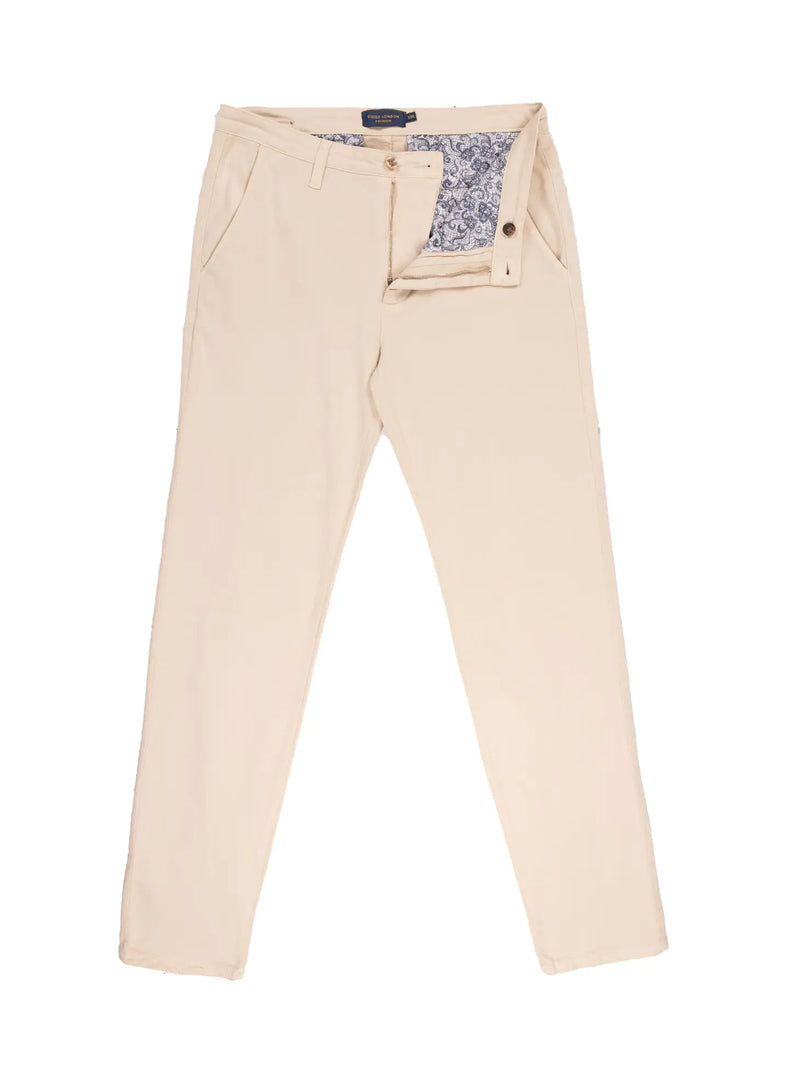 Guide London Light Tan Tapered Fit Cotton Stretch Chino Pants