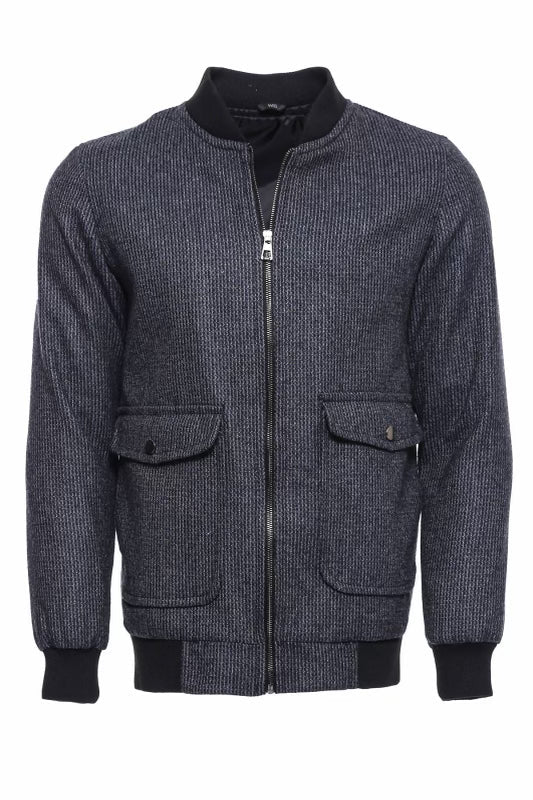 Wessi Grey Tweed Zip Up Bomber Jacket