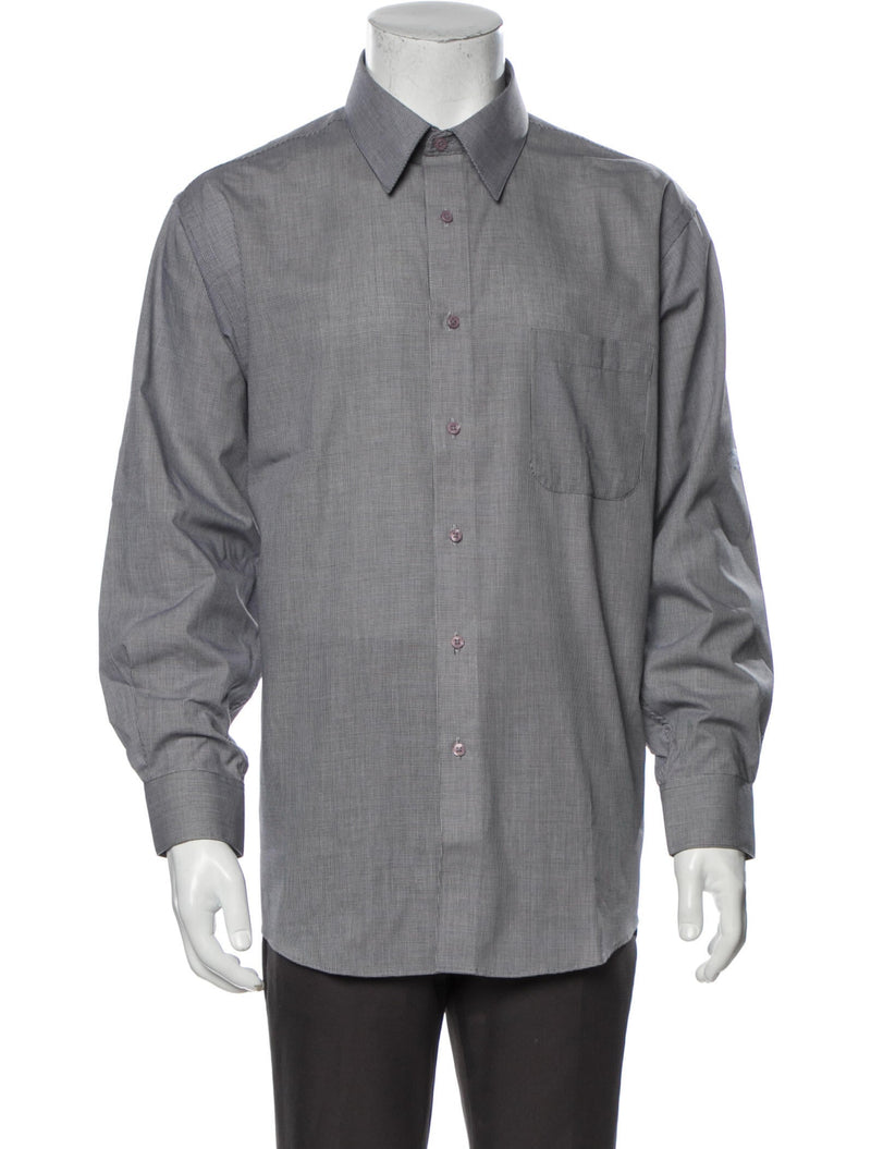 Pierre Cardin Black Houndstooth One Pocket Button Up Shirt