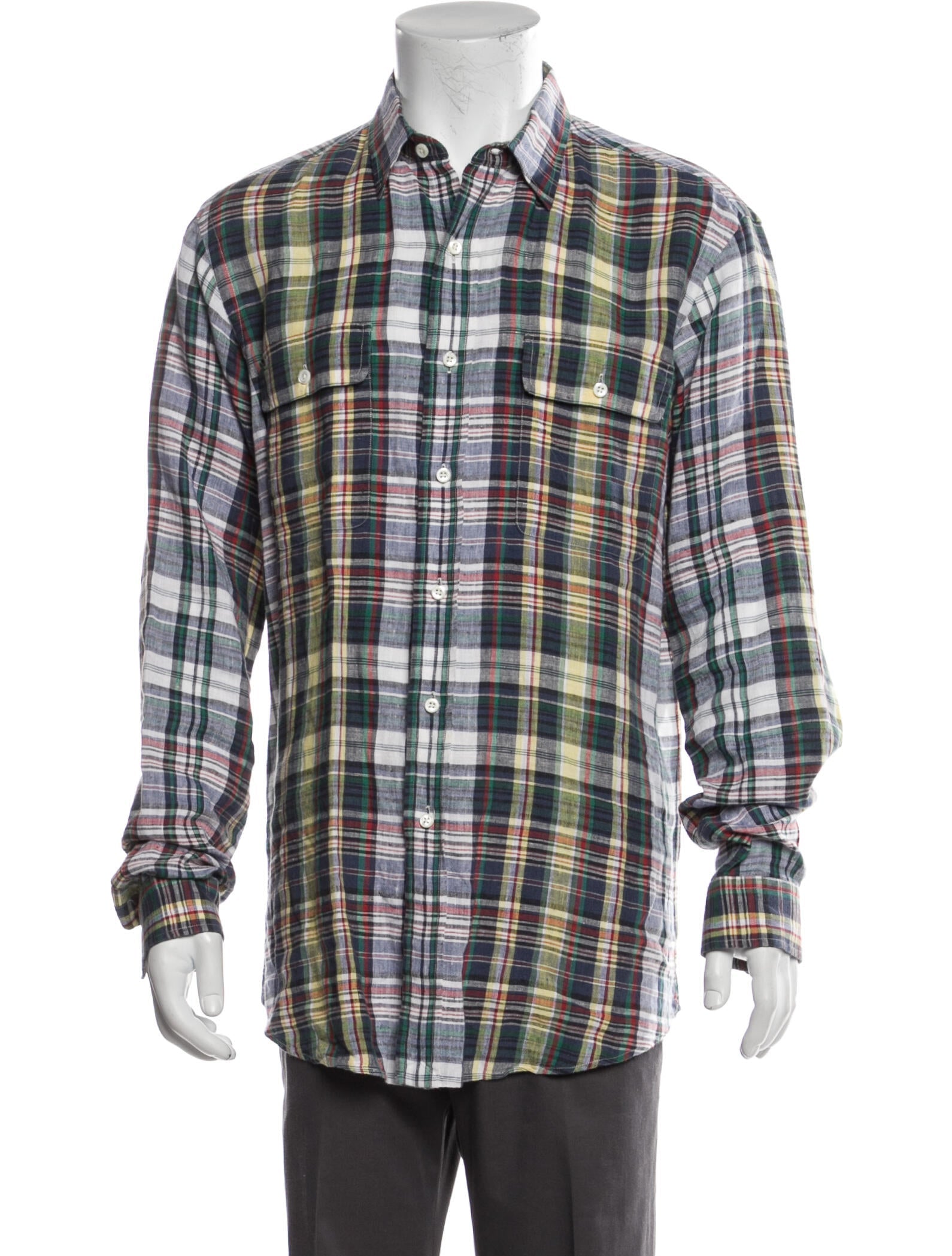 Ralph Lauren,Ralph Lauren, Ralph Lauren Green Multi Plaid Button Up Shirt, , 