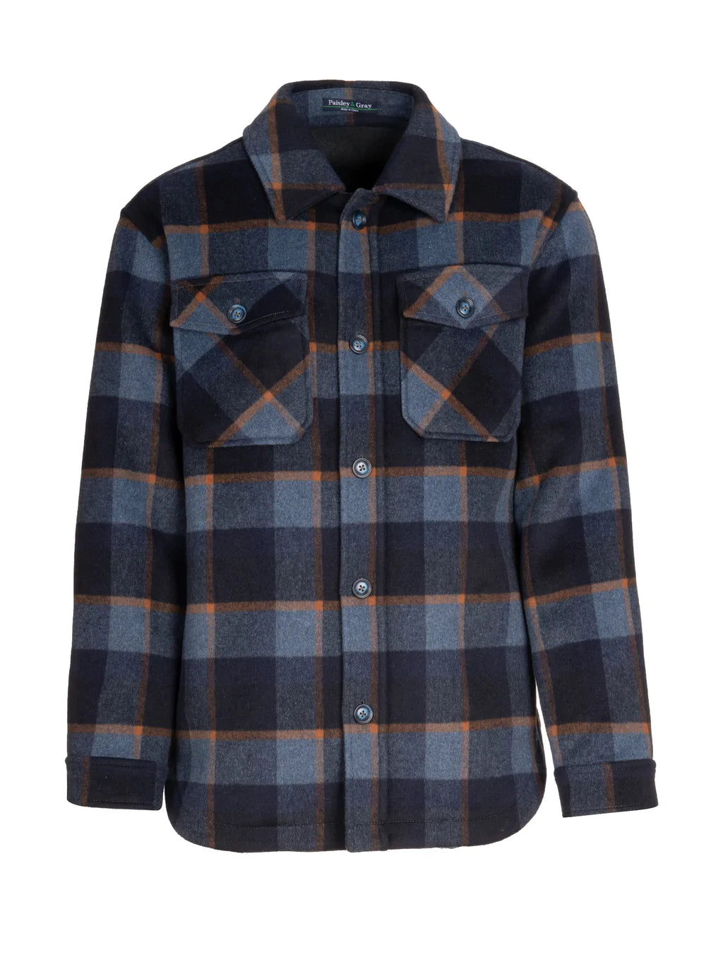 Paisley & Gray,Paisley & Gray, Paisley & Gray Blue Buffalo Check Plaid Shacket, Blue, Extra Large-51-TagXLLarge-50-TagLMedium-48-TagMMedium-47-TagM