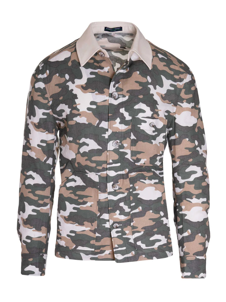Paisley & Gray,Paisley & Gray, Paisley & Gray Lightweight Linen Camo Print Jacket, Brown, Small-40-TagS