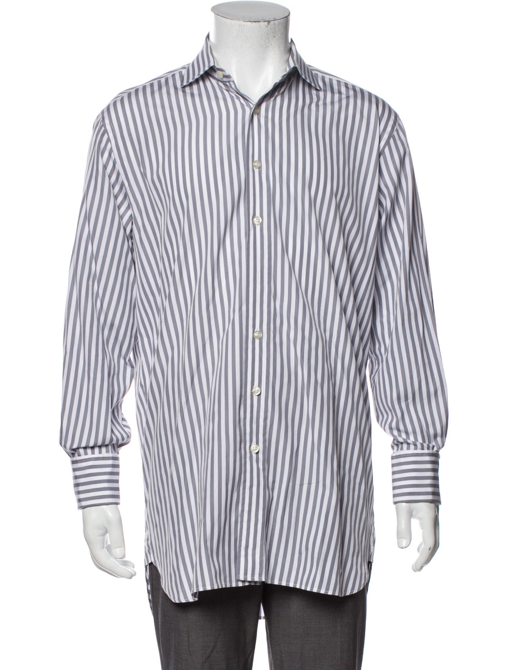The RealReal,Paul Smith, Paul Stuart White Striped Button Up Shirt, White, Large-46-TagL