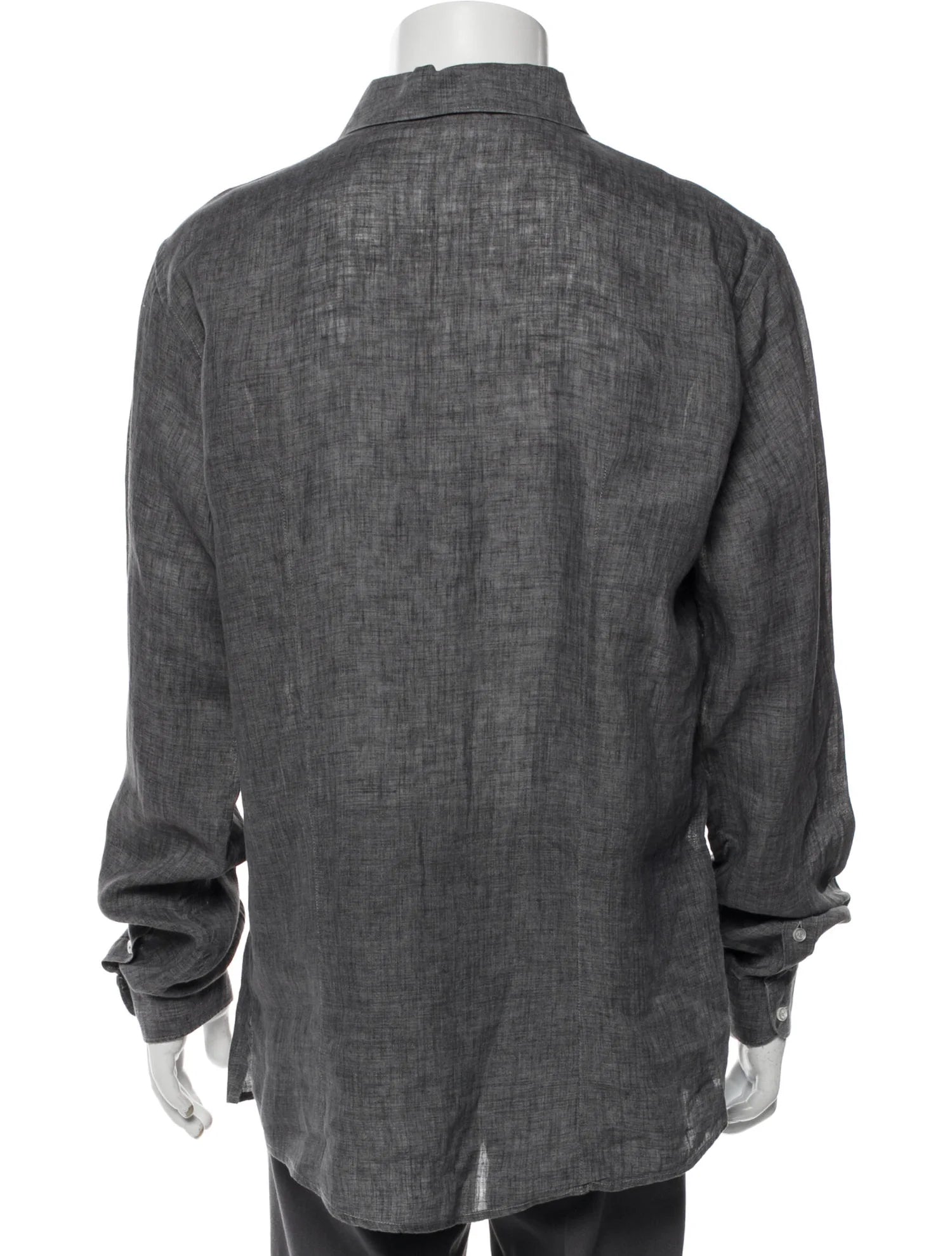The RealReal,Phineas Cole, Phineas Cole Dark Grey Half Button Up Linen Shirt, Grey, Medium-44-TagL