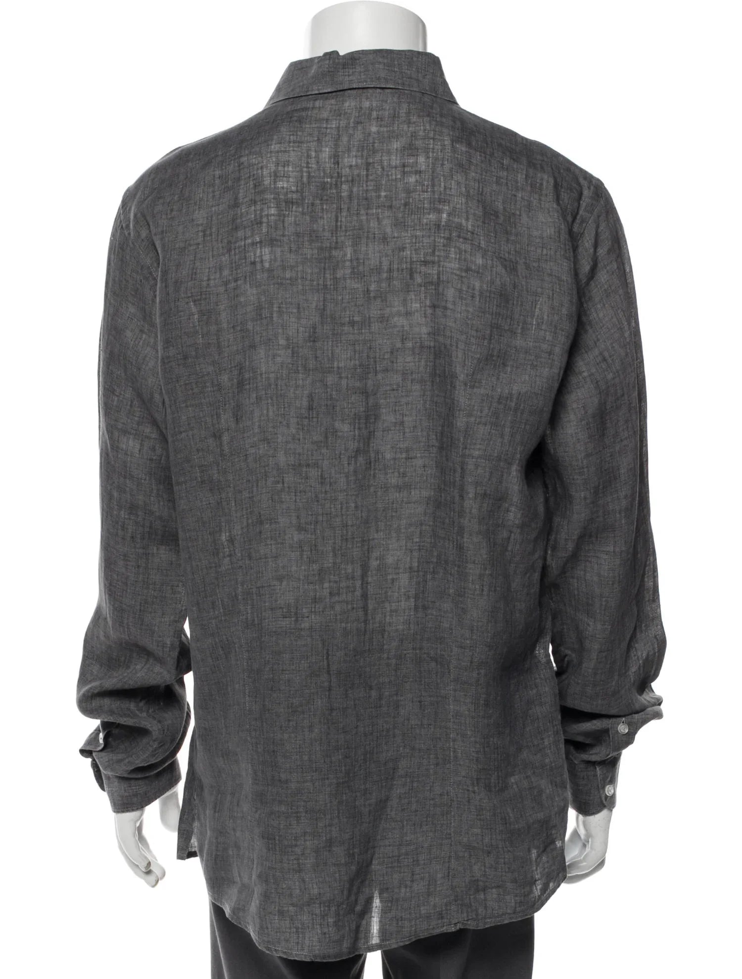 The RealReal,Phineas Cole, Phineas Cole Dark Grey Half Button Up Linen Shirt, Unknown, Unknown