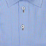 R2 Amsterdam Blue And White Mini Geometric Arrow Print Long Sleeve Button Up Shirt