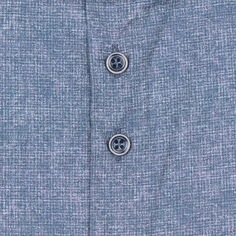 R2 Amsterdam Blue Grey Crosshatch Print Long Sleeve Button Up Shirt