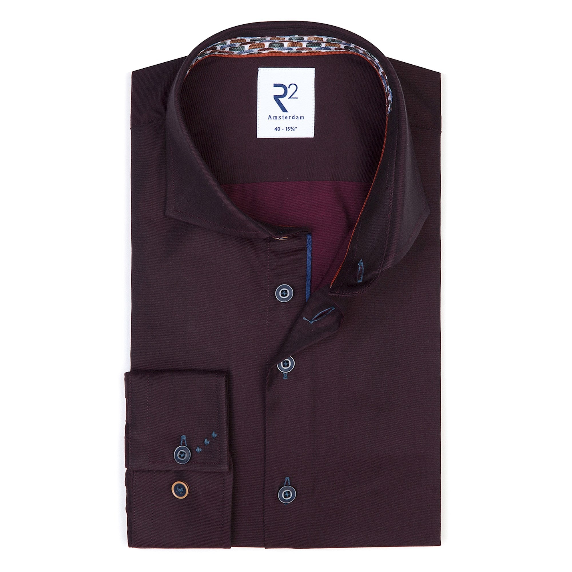 Brand Partner,R2 Amsterdam, R2 Amsterdam Burgundy Iridescent Long Sleeve Button Up Shirt, Red, Large-46-TagL