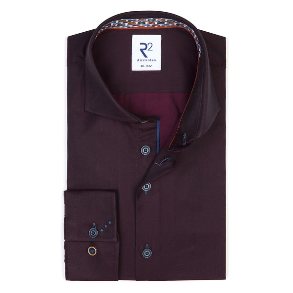 R2 Amsterdam Burgundy Iridescent Long Sleeve Button Up Shirt