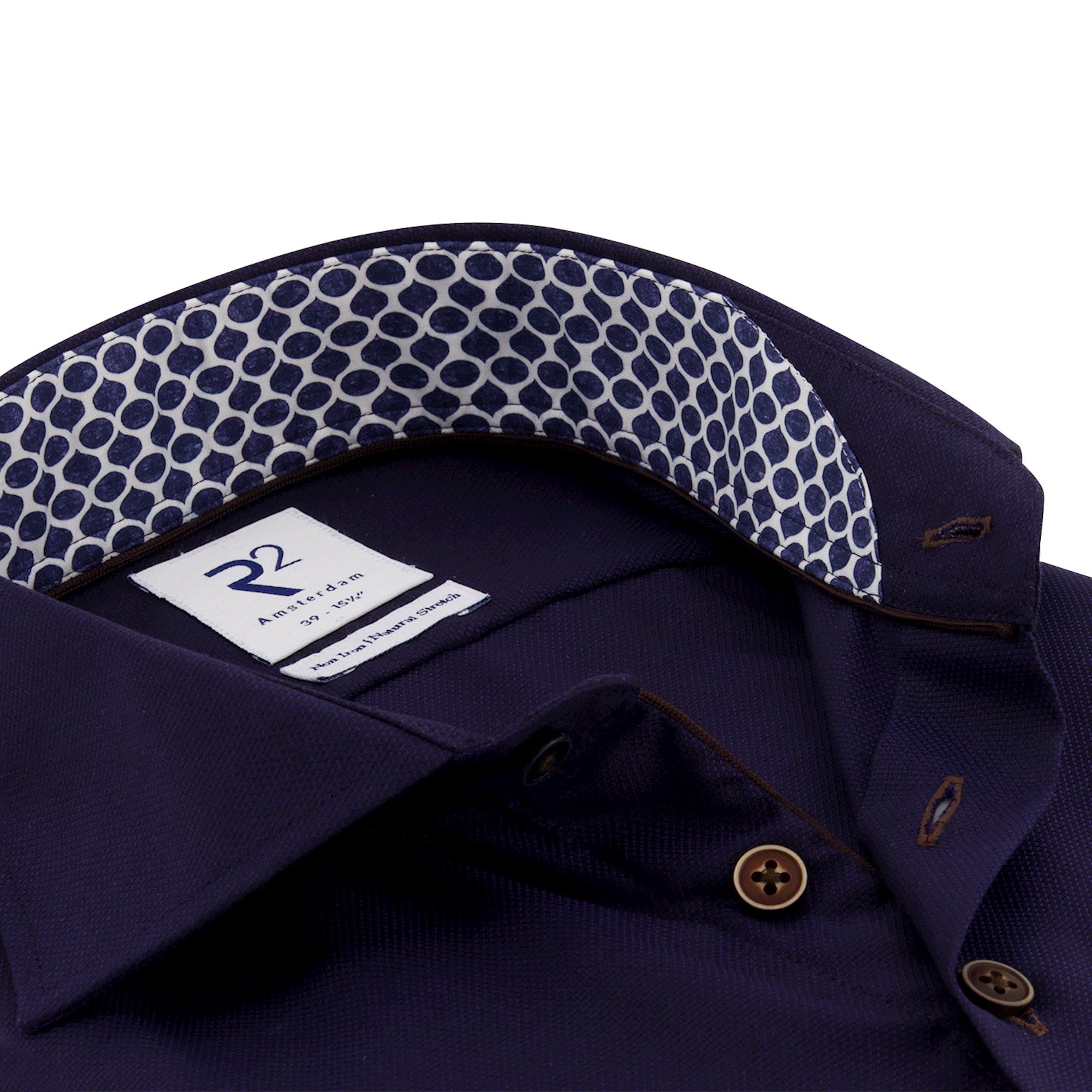 Brand Partner,R2 Amsterdam, R2 Amsterdam Dark Purple Long Sleeve Button Up Shirt, Purple, Extra Extra Large-51-TagXXL
