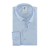 R2 Amsterdam Light Blue Cotton Poly Knit Long Sleeve Button Up Shirt