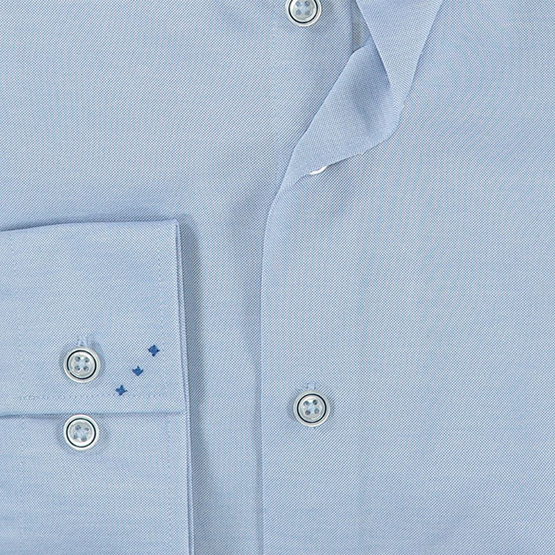 R2 Amsterdam Light Blue Cotton Poly Knit Long Sleeve Button Up Shirt