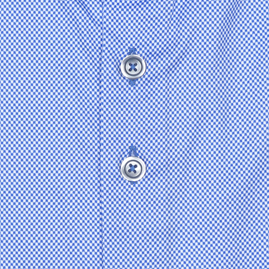 Brand Partner,R2 Amsterdam, R2 Amsterdam Mid Blue Micro Houndstooth Print Long Sleeve Button Up Shirt, Blue, Medium-43-TagM