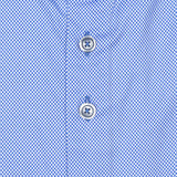 R2 Amsterdam Mid Blue Micro Houndstooth Print Long Sleeve Button Up Shirt