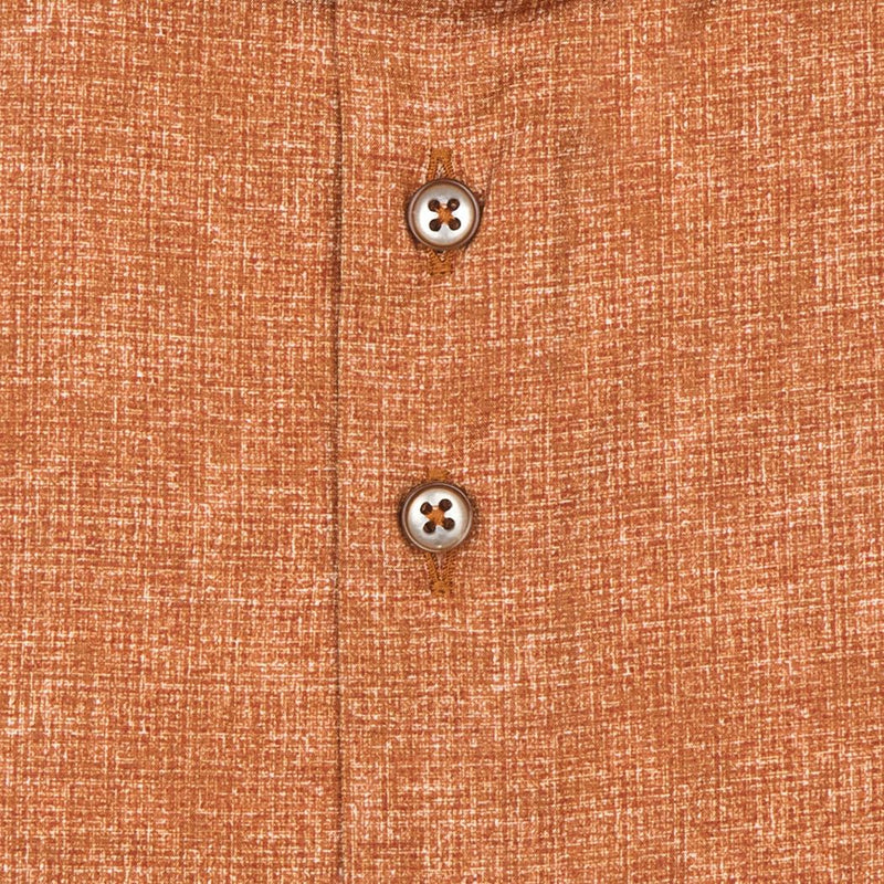 R2 Amsterdam Orange Crosshatch Print Long Sleeve Button Up Shirt