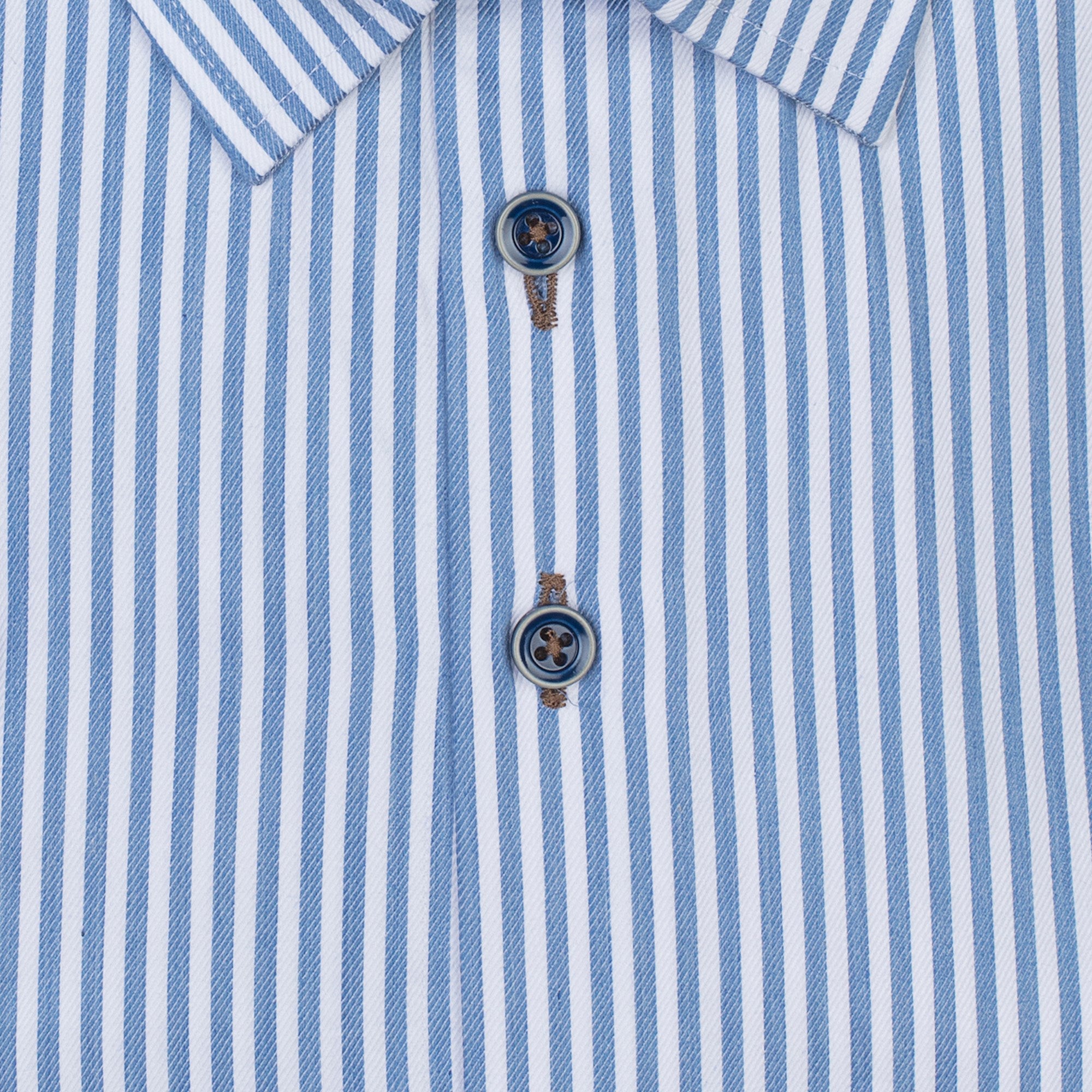 Brand Partner,R2 Amsterdam, R2 Amsterdam White And Blue Vertical Striped Long Sleeve Button Up Shirt With Contrast Collar And Cuff Detail, White, Large-47-TagL