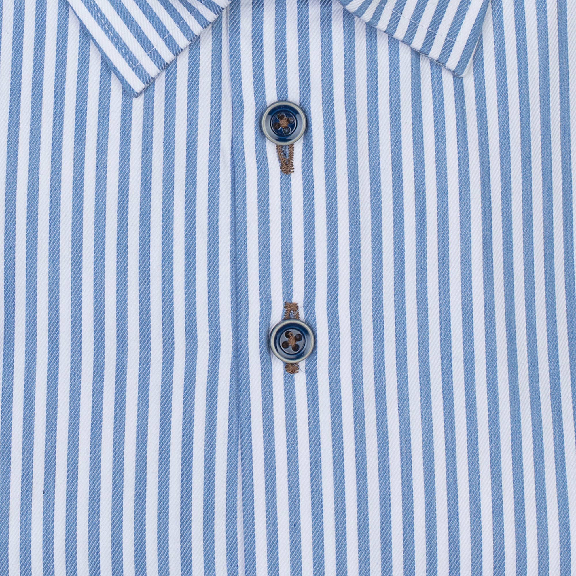 Brand Partner,R2 Amsterdam, R2 Amsterdam White And Blue Vertical Striped Long Sleeve Button Up Shirt With Contrast Collar And Cuff Detail, White, Large-47-TagL