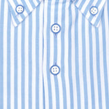 R2 Amsterdam White And Light Blue Vertically Striped Long Sleeve Button Up Shirt