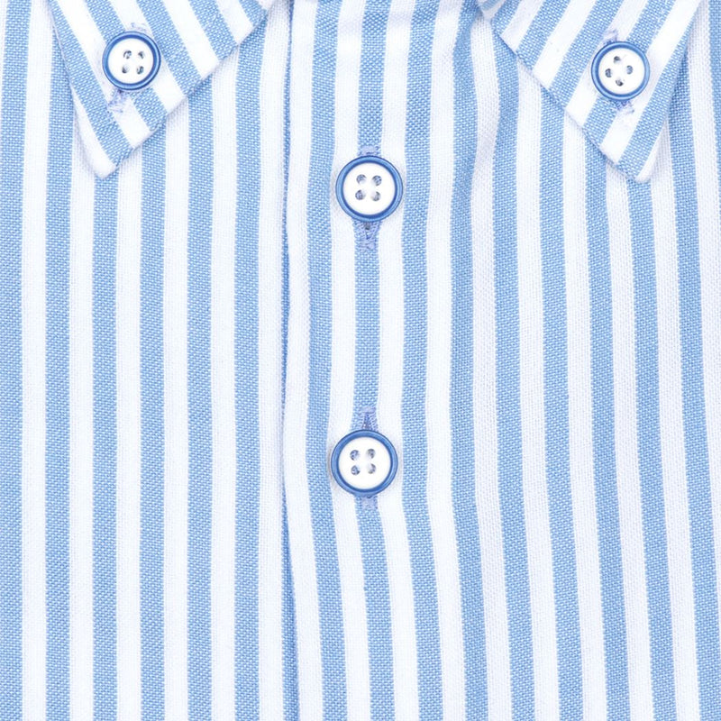 R2 Amsterdam White And Light Blue Vertically Striped Long Sleeve Button Up Shirt