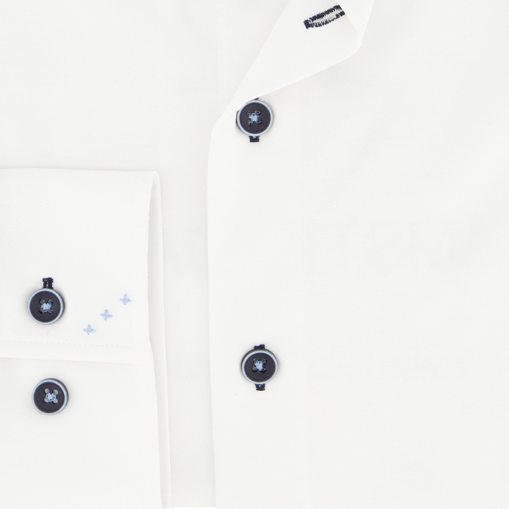 Brand Partner,R2 Amsterdam, R2 Amsterdam White Cotton Poly Knit Long Sleeve Button Up Shirt With Dot Collar & Cuff Detail, White, Extra Large-46-Tag44Small-42-Tag39