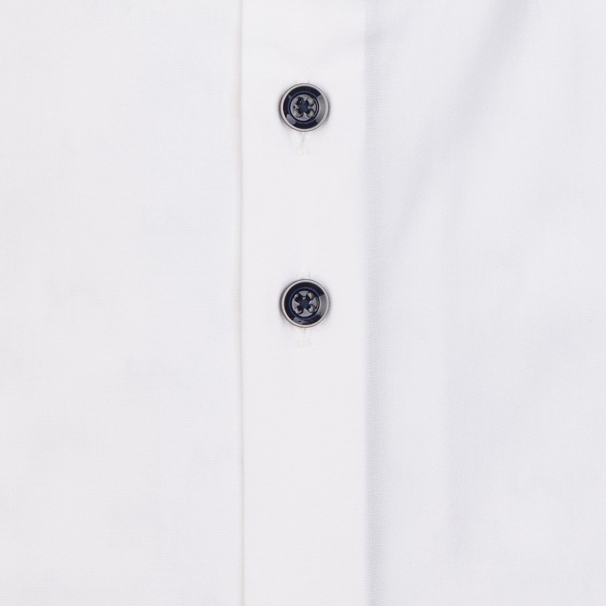 Brand Partner,R2 Amsterdam, R2 Amsterdam White Long Sleeve Button Up Shirt With Navy Contrast Buttons, White, Extra Large-49-TagXL