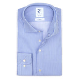 R2 Amsterdam White With Blue Pinstripe Long Sleeve Button Up Shirt