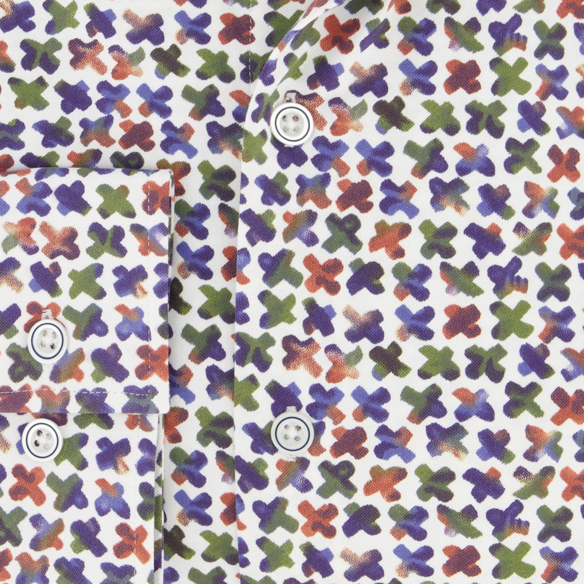 Brand Partner,R2 Amsterdam, R2 Amsterdam White With Criss Cross Print Long Sleeve Button Up Shirt, White, Extra Extra Large-53-TagXXLMedium-44-Tag40Medium-44-Tag41Extra Extra Large-52-Tag45