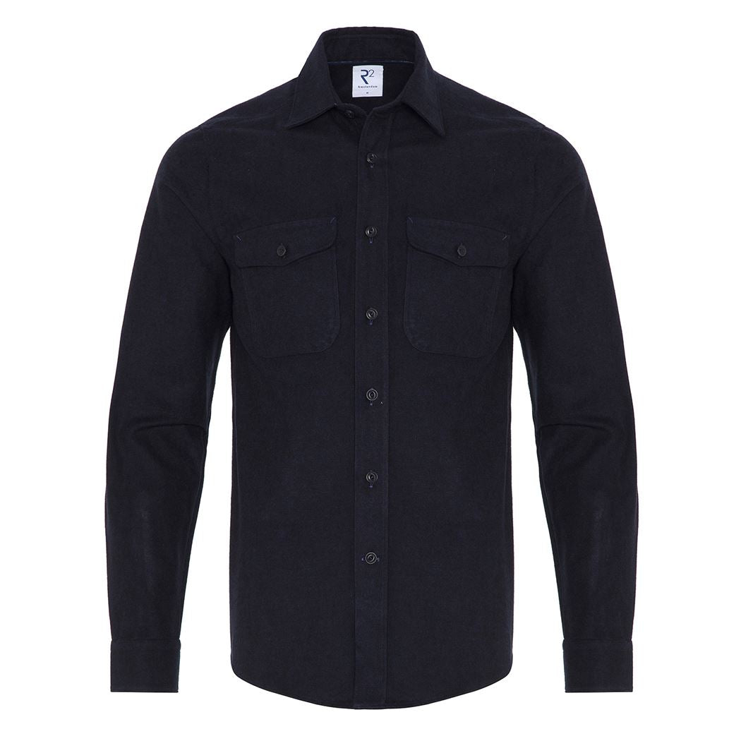 Brand Partner,R2 Amsterdam, R2 Amsterdam Navy Overshirt, Blue, Small-40-TagS