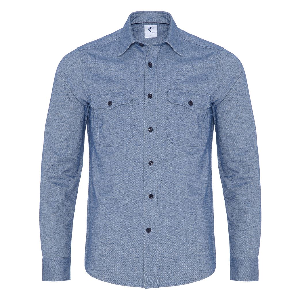 Brand Partner,R2 Amsterdam, R2 Amsterdam Blue Textured Knit Overshirt, Blue, Small-40-TagS